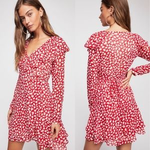 Free People NWT Frenchie Red Mini Wrap Dress Size XS